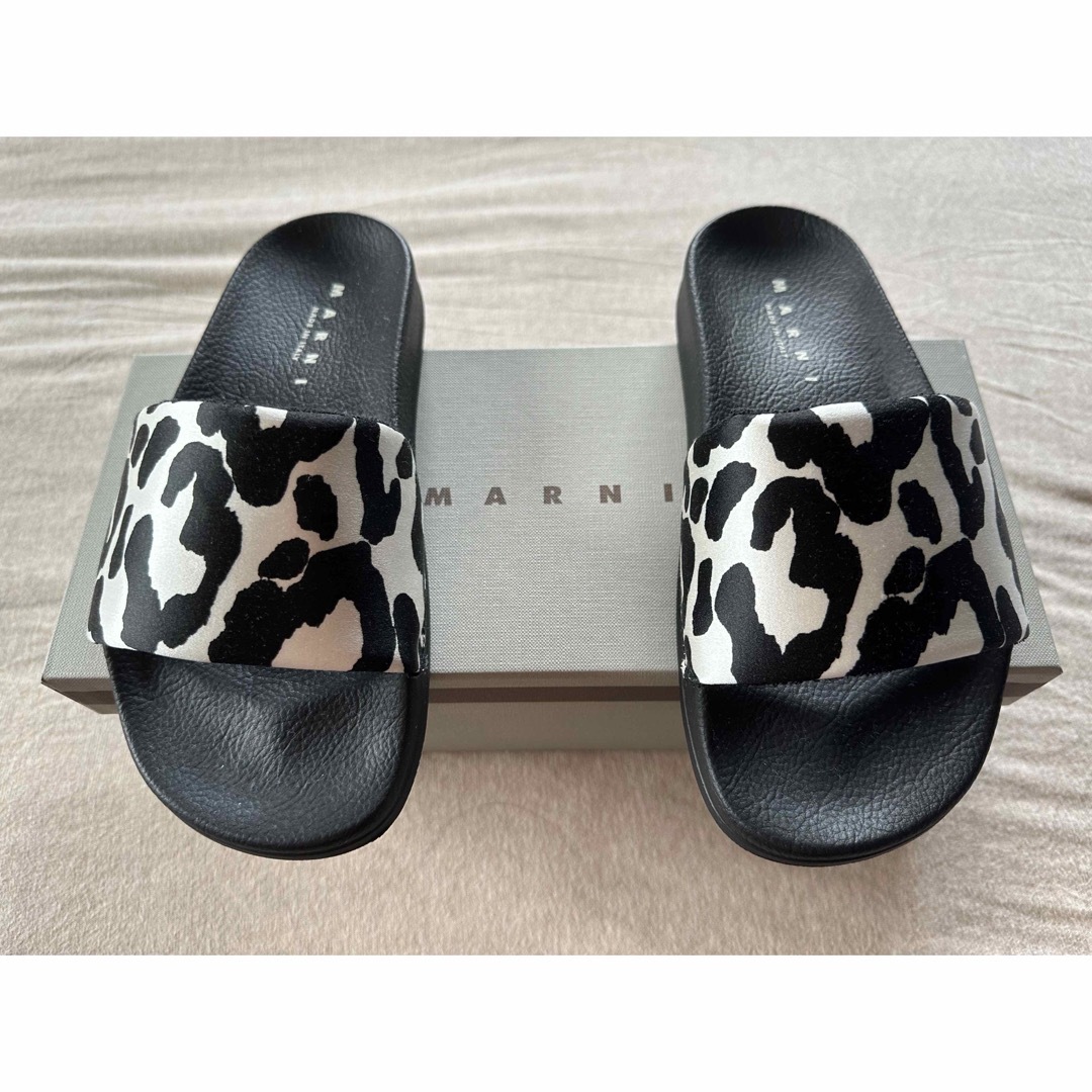 37新品 MARNI レディース レオパード サテン サンダル シューズ マルニ