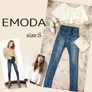 エモダ(EMODA)のEMODAエモダ へそ出し オフショルダートップス ストレッチハイウエストデニム(セット/コーデ)