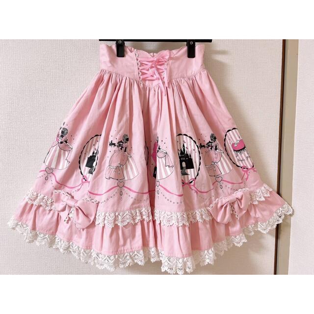 ひざ丈スカート★Angelic Pretty シンデレラ風プリントスカート★編み上げ