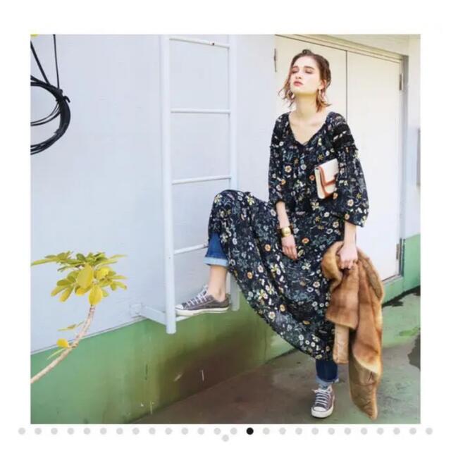 todayful 花柄ロングワンピース M - ロングワンピース/マキシワンピース