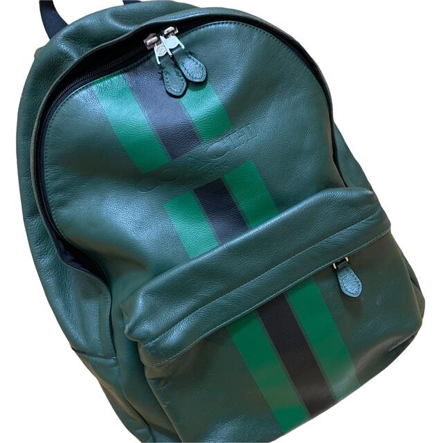 COACH - コーチ COACH チャールズ レザー リュック 緑 グリーンの通販