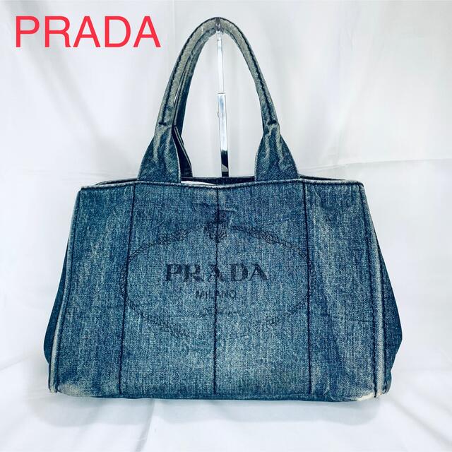 レディース人気　美品　PRADA プラダ　カナパ　デニム　トートバッグ