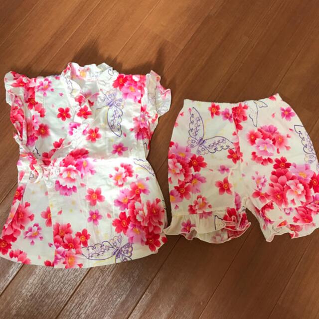 キッズ✳︎花柄甚平✳︎90 キッズ/ベビー/マタニティのキッズ服女の子用(90cm~)(甚平/浴衣)の商品写真