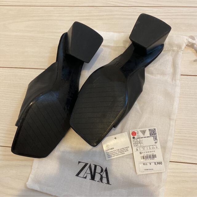 ZARA(ザラ)のZARA 今季新品　35サイズ　レザーサンダル　希少サイズ　ブラック レディースの靴/シューズ(サンダル)の商品写真