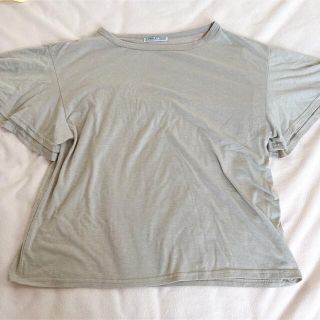 コウベレタス(神戸レタス)のゆるシルエットTシャツ　フリル袖　グレージュ　M(Tシャツ(半袖/袖なし))