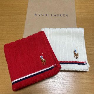 ラルフローレン(Ralph Lauren)の新品　ラルフローレン　ハンドタオル　2枚　レッド　ホワイト(ハンカチ)