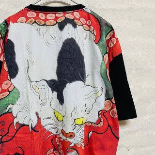 グラニフ(Design Tshirts Store graniph)の美品　石黒亜矢子　大蛸と化け猫　グラニフ　ビッグシルエット　切り替えTシャツ(Tシャツ/カットソー(半袖/袖なし))