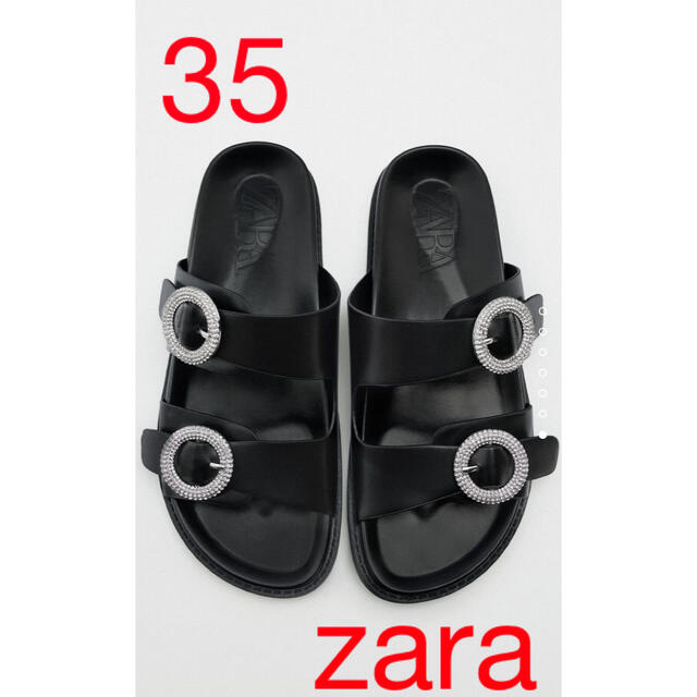 ZARA ラインストーンバックル　サンダル　35