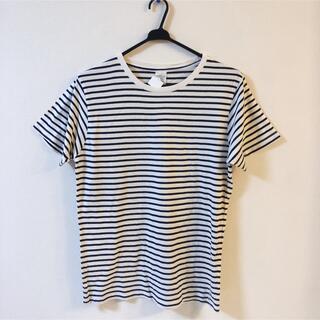 【新品未使用】ボーダーTシャツ Lサイズ ホワイト×ネイビー(Tシャツ(半袖/袖なし))