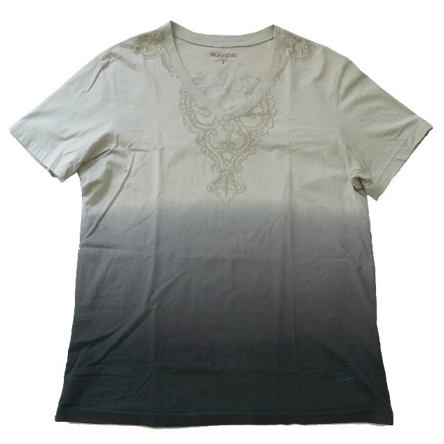 LAD MUSICIAN(ラッドミュージシャン)のRAW 7 ロウ グラデーション Vネック 半袖Tシャツ ブラック×ベージュ S メンズのトップス(Tシャツ/カットソー(半袖/袖なし))の商品写真