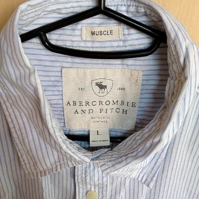 Abercrombie&Fitch(アバクロンビーアンドフィッチ)のアバクロンビー&フィッチ Ｌサイズ ストライプ 白 長袖 シャツ メンズのトップス(シャツ)の商品写真