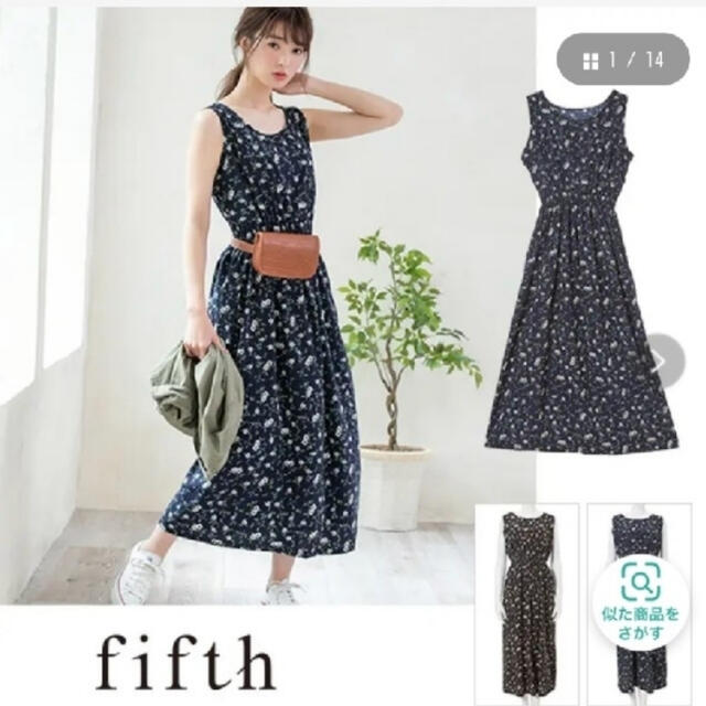 fifth(フィフス)のfifth 花柄ロングワンピース ネイビー （紺） レディースのワンピース(ロングワンピース/マキシワンピース)の商品写真