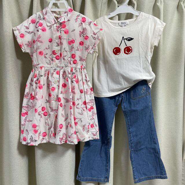 Bonpoint(ボンポワン)のボンポワン　ワンピース　Tシャツ　デニムパンツ　 キッズ/ベビー/マタニティのキッズ服女の子用(90cm~)(ワンピース)の商品写真