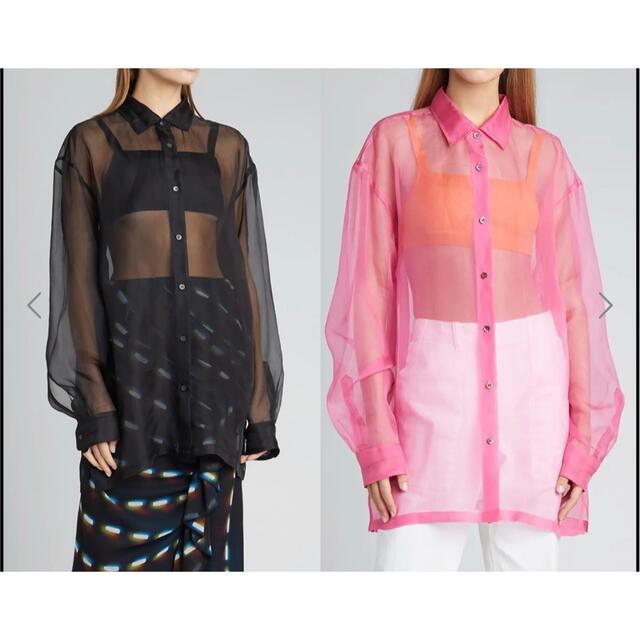 美品ドリスヴァンノッテンdries van notenピンクシルクシフォンシャツ