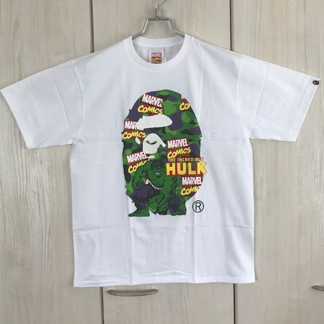 BAPE Tシャツ L アベンジャーズ コラボ ハルク ホワイト MARVEL