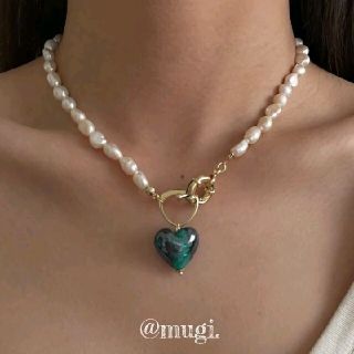 フレイアイディー(FRAY I.D)の❍HeartCharmNecklace　Bl×Green❍(ネックレス)