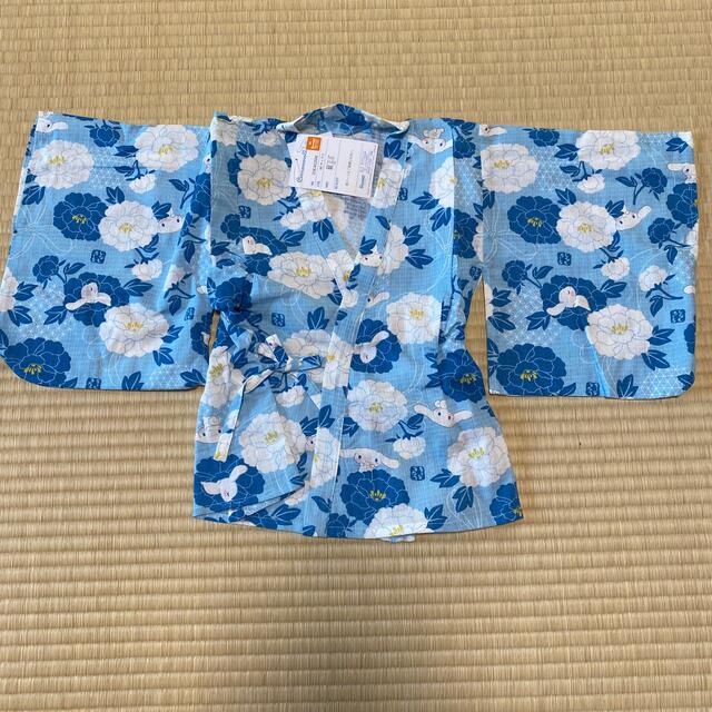 新品【120】ゆかたドレス　浴衣　甚兵衛　甚平　シナモロール　シナモン キッズ/ベビー/マタニティのキッズ服女の子用(90cm~)(甚平/浴衣)の商品写真