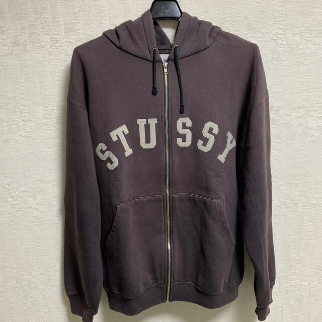 トップスSTUSSY アーチロゴ ジップアップパーカー L オールドステューシー 銀タグ