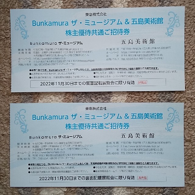 東急 株主優待 共通ご招待券    Bunkamura 2枚 チケットの施設利用券(美術館/博物館)の商品写真