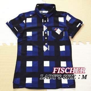 フィッシャー(Fisher)のフィッシャー レディース半袖ポロシャツ 可愛いラウンドウェア 美品 ブルー(ウエア)