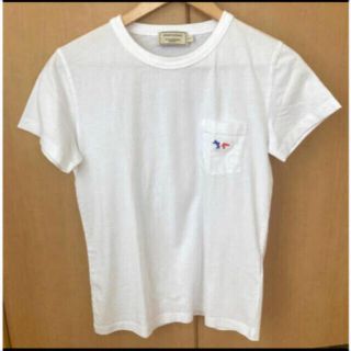 メゾンキツネ(MAISON KITSUNE')のメゾンキツネ　Tシャツ　トリコロールカラー　ワンポイント　刺繍(Tシャツ(半袖/袖なし))