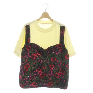 マルニ(Marni)のマルニ フラワービスチェ ドッキング Tシャツ カットソー 半袖 40 黄(カットソー(半袖/袖なし))