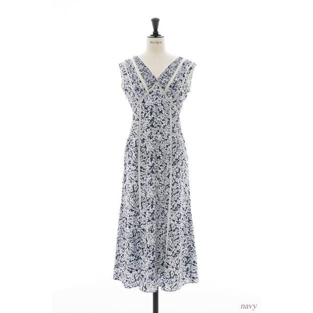 最終お値下げ【2022SS】Lace Trimmed Floral Dress