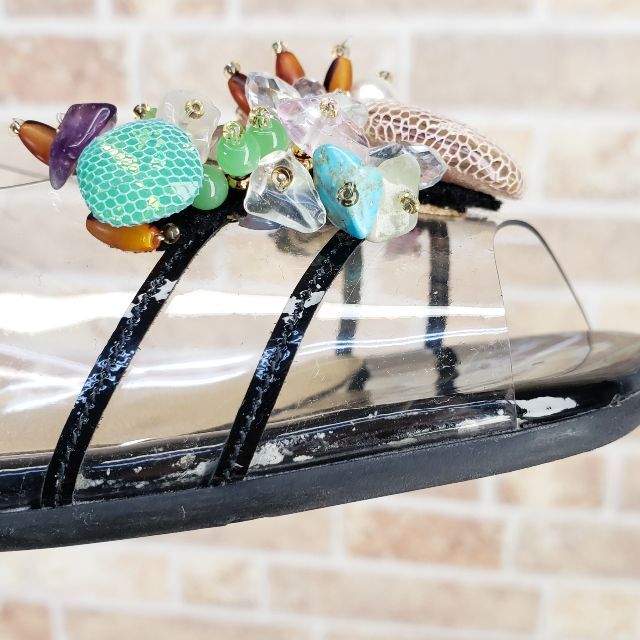 アズリー AZUREE ☆ ビジュー クリア サンダル パンプス ２ フランス製 レディースの靴/シューズ(サンダル)の商品写真