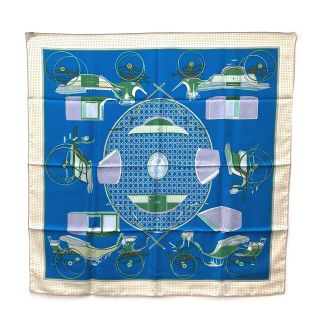 希少柄!HERMES エルメス スカーフ パリの紋章 アイボリー グリーン-