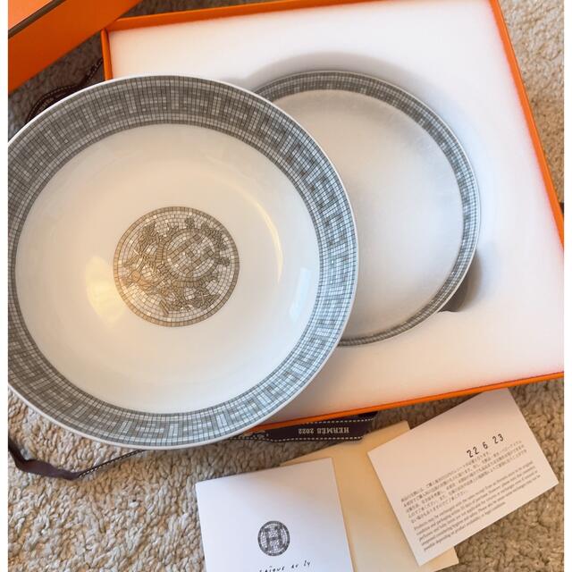 説明書純正箱リボン新品 2枚 HERMES エルメス〈モザイク24〉プラチナ シリアルプレート