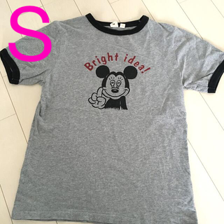ミッキーマウス(ミッキーマウス)のミッキー　Tシャツ　S   グレー(Tシャツ(半袖/袖なし))