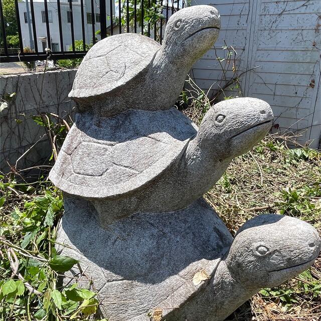 値引きする  亀の置物 石蔵 石の彫刻 石塔 石 亀 親亀・子亀・孫亀 幸福 家庭 家族 幸せ 彫刻+オブジェ
