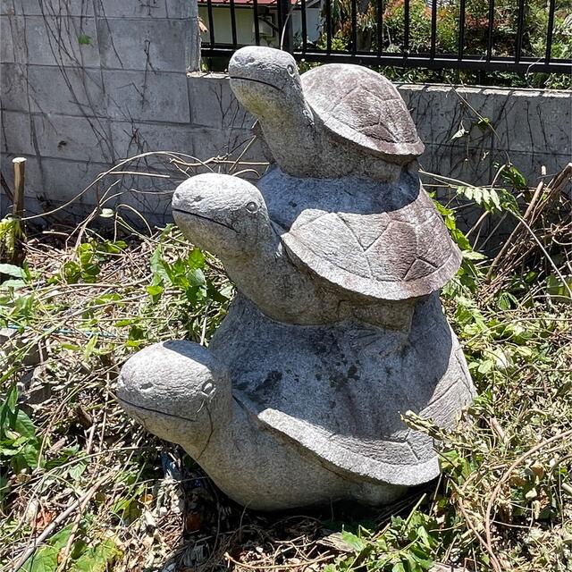 亀の置物 石蔵 石の彫刻 石塔 石 亀 親亀・子亀・孫亀 幸福 家庭 家族 幸せ