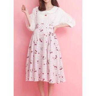 シークレットハニー(Secret Honey)の★ 美品★ Secret Honey ギンガム チェリー ミディ丈 スカート ★(ひざ丈スカート)