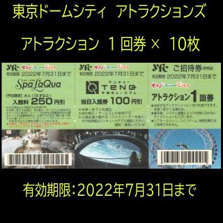 東京ドームシティ　アトラクション券　10枚(遊園地/テーマパーク)