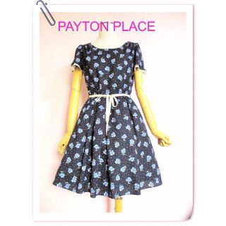 ペイトンプレイス(Peyton Place)の【ペイトンプレイス】上品ドット＆花柄ワンピース☆フレアスリーブ☆Ｍ(ひざ丈ワンピース)