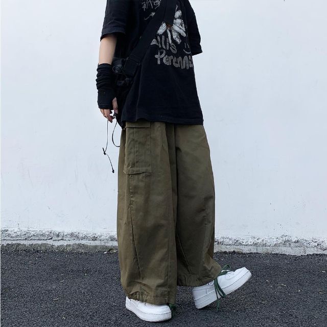 カーゴパンツ ワイド 袴パンツ メンズ レディース ボトムス サルエルパンツ 夏 メンズのパンツ(ワークパンツ/カーゴパンツ)の商品写真