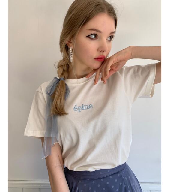 épine(エピヌ)のépine embroidery tee Yoghurt  レディースのトップス(Tシャツ(半袖/袖なし))の商品写真