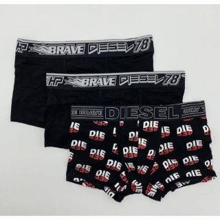 ディーゼル(DIESEL)のディーゼル■ボクサーパンツ3枚セット■コットンストレッチ素材 総柄ブラック(ボクサーパンツ)