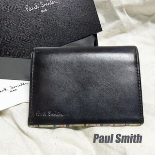 ポールスミス(Paul Smith)のポールスミス カードケース マルチストライプ パスケース 箱/袋付き 黒(名刺入れ/定期入れ)