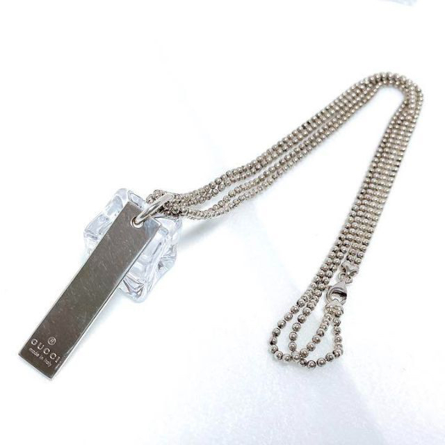 美品✨GUCCI グッチ ネックレス 刻印ロゴプレート 925 ボール 美品✨GUCCI グッチ ネックレス 刻印ロゴプレート 925 ボール