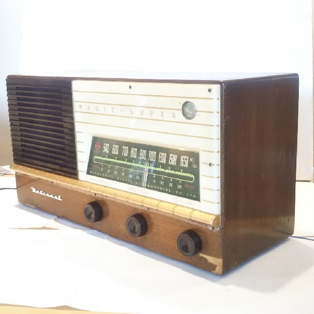 ラジオ ナショナル5球真空管ラジオ、BL-225型（1955年式）マジックアイ付き作動品