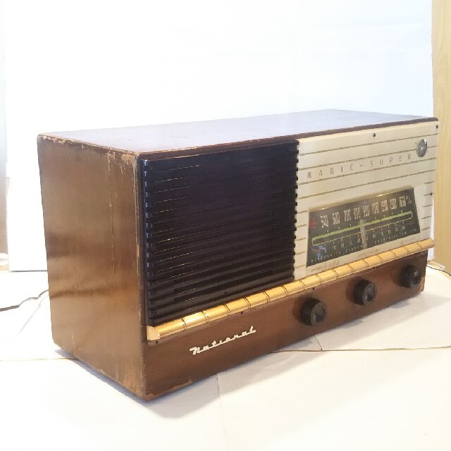 ナショナル5球真空管ラジオ、BL-225型（1955年式）マジックアイ付き作動品