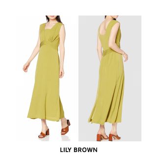 リリーブラウン(Lily Brown)のLILYBROWN リリーブラウン　ピンタックロングドレス　グリーン　ワンピース(ロングワンピース/マキシワンピース)