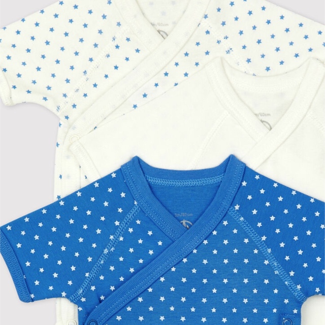 PETIT BATEAU(プチバトー)の半袖あわせボディ3枚組 キッズ/ベビー/マタニティのベビー服(~85cm)(肌着/下着)の商品写真