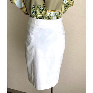 エイチアンドエム(H&M)のホワイトタイトスカート(ひざ丈スカート)