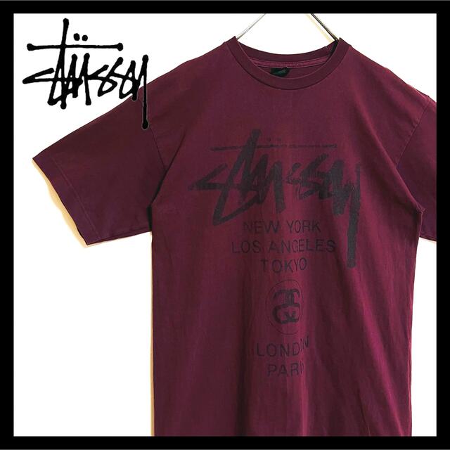 STUSSY(ステューシー)の【人気カラー】古着 ステューシー ワールドツアー Tシャツ メキシコ製 サイズL メンズのトップス(Tシャツ/カットソー(半袖/袖なし))の商品写真