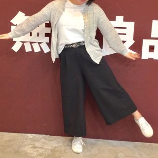 ムジルシリョウヒン(MUJI (無印良品))の【美品】無印ＭUFJ★人気シアサッカーイージーワイドパンツ★ブラック黒Ｓ(その他)