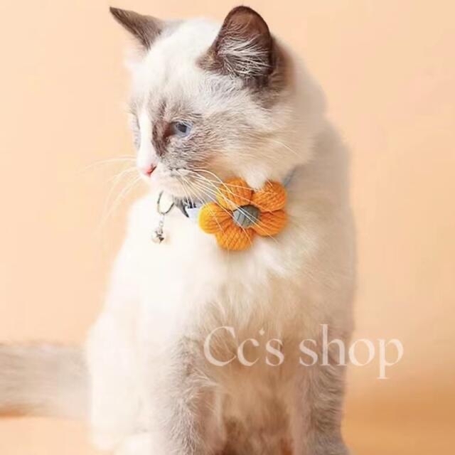 猫首輪 犬首輪 太陽花 ペットネックレス 鈴付き 可愛い首飾り お花首輪 猫用首輪シュシュ 猫・ 子猫 ・犬 No.792K