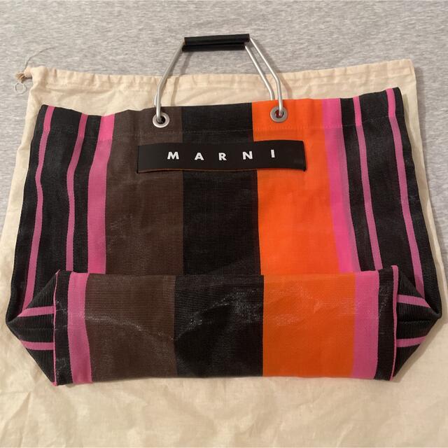 MARNI マルニフラワーカフェ トートバッグ ストライプ マルチピンク ...